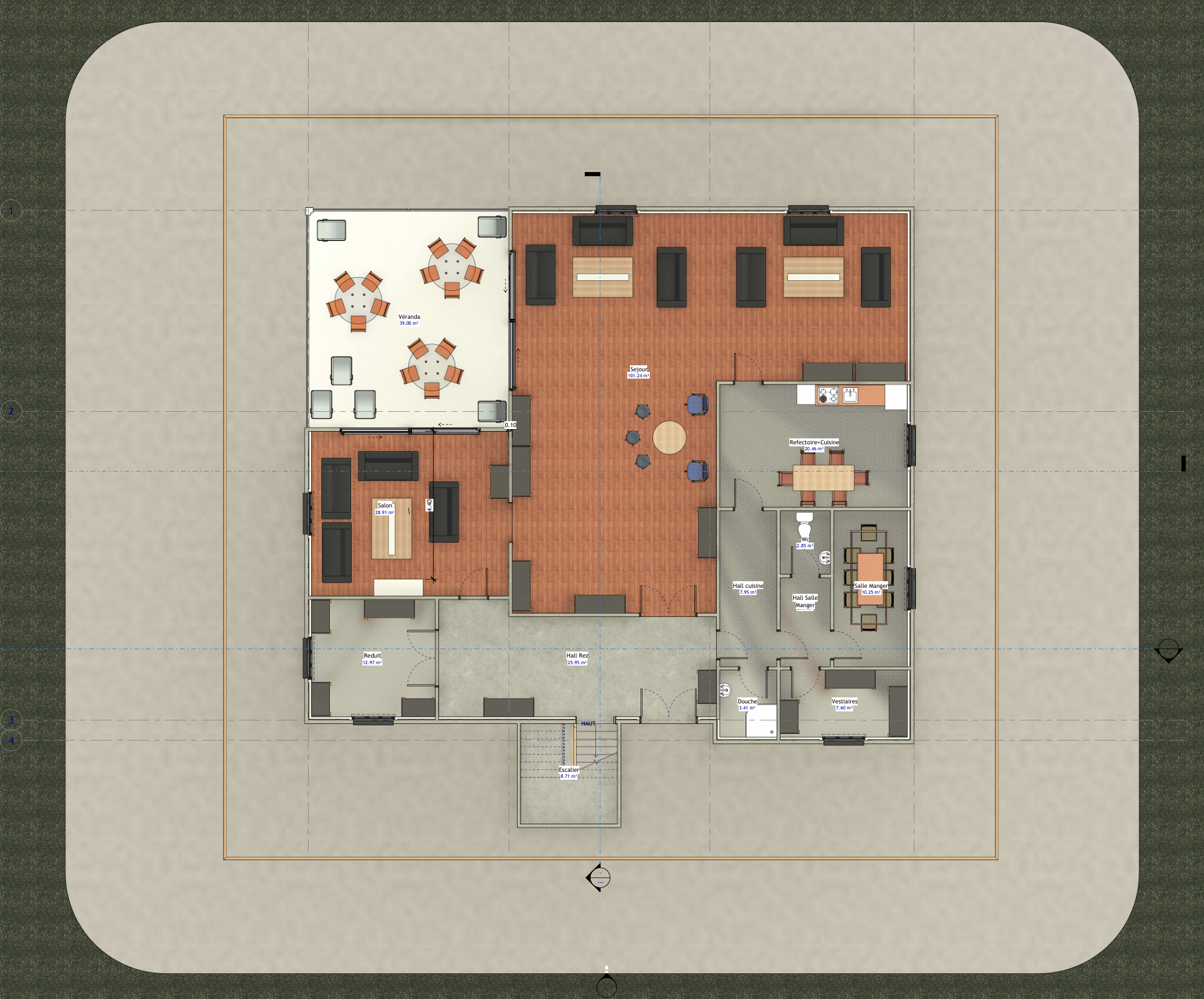 Plan du rez-de-chaussée de l'école de formation DAO avec cloisonnement