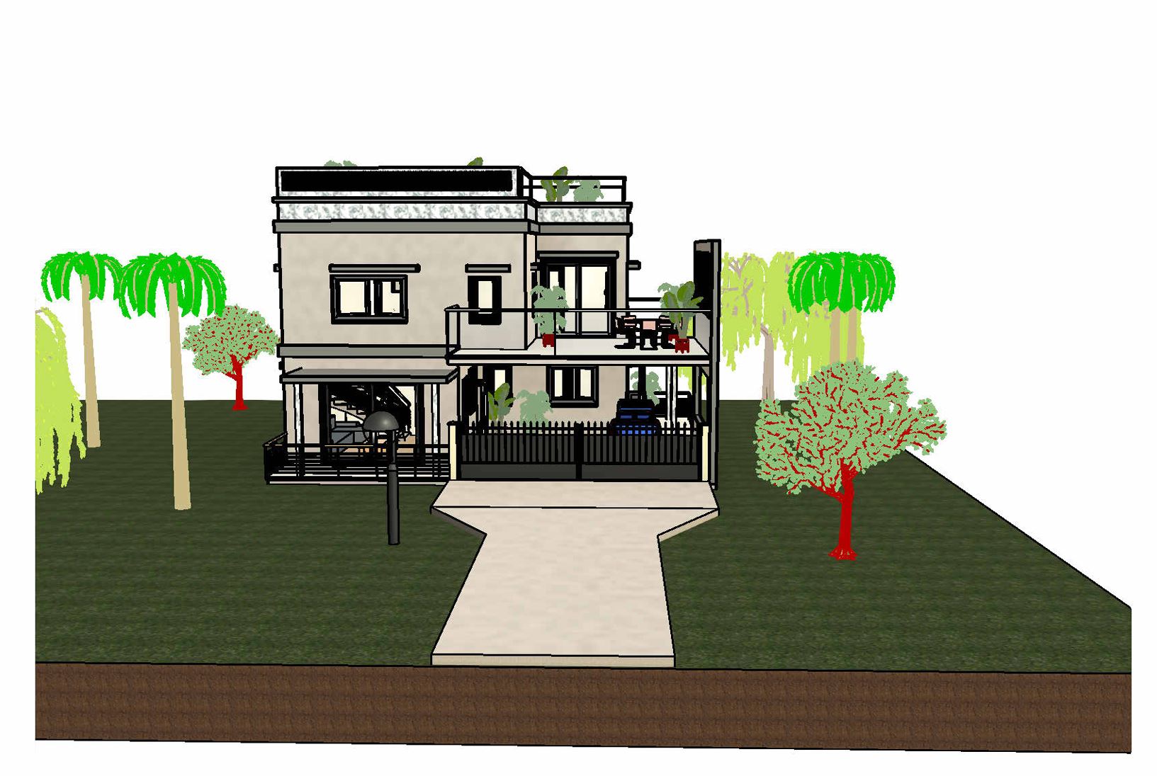 Vue extérieure de la Villa Malibu - Projet résidentiel moderne